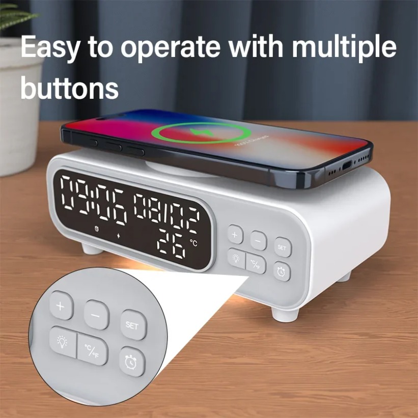 Wireless Charger Watch - 15W chargeur sans fil temps réveil
