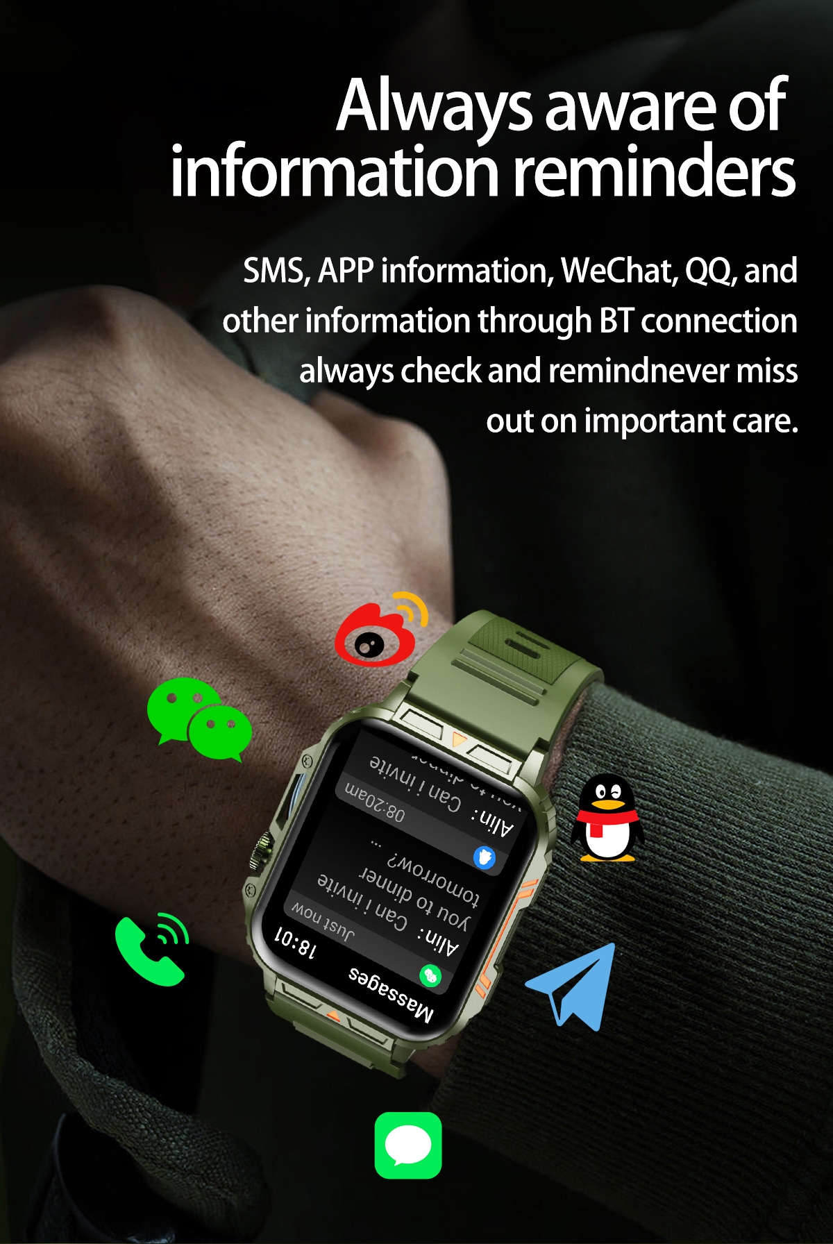 Montre intelligente militaire  - Smartwatch Face avis et prix